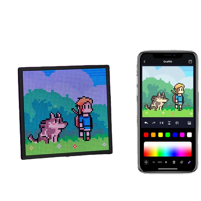 APP Controlled Pixel Art Display with Digital Clock Fun Text Gaming Accessories for Home Hotel Enhances Desk Wall Room Decor