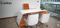 Prix usine brillant PDG blanc bureau de direction gestionnaire de mobilier de bureau gris moderne luxe acrylique surface solide bureaux