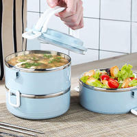 Boîte à Lunch en Acier Inoxydable sans BPA, Conteneurs Alimentaires Superposés, Boîte Bento Forme Ronde