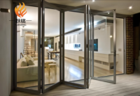 Porte accordéon en aluminium à rupture de pont thermique haute performance, porte patio pliante à économie d'énergie pour jardin