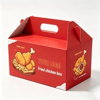 Boîte à poulet frit personnalisée en gros, emballage de restauration rapide de haute qualité avec poignée, boîte à poulet frit imprimée à l'encre de soja