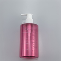 Flacon pompe gradué transparent rose, distributeur de liquide en plastique vide avec échelle graduée pour savon liquide, shampoing, lotion, usage salle de bain