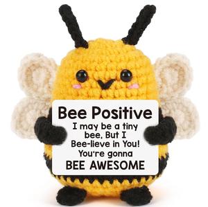 Funny Positive <b>Bee</b> Mini Crochet <b>Bee</b> with Positive Affirmations Card for Inspirational Novelty <b>Gifts</b> Party Home Decor Ornaments - Product Image 4