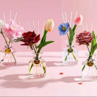 Diffuseur de parfum DIY de luxe 2026, 120 ml, bouteille en verre sans BPA, parfum longue durée, sans alcool, écologique, avec fleurs séchées et bâtonnets