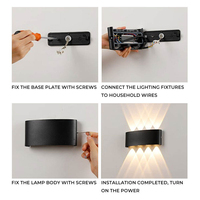 Lampe murale extérieure pour jardin, IP65, étanche, anti-rouille, boîtier en aluminium, LED SMD haute luminosité, 3000K blanc chaud, économie d'énergie