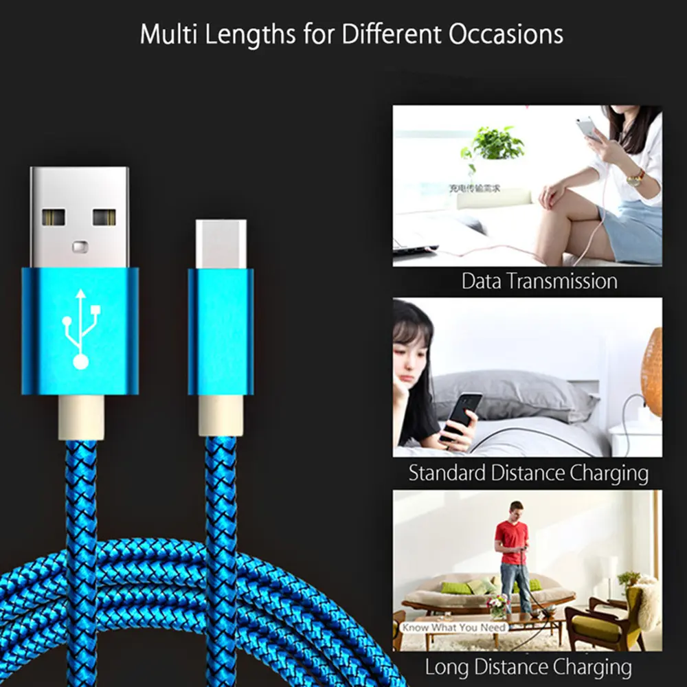 Oem/Odm custom Usb Charging Cable Usb Type C Cable Fast Charging For Samsung huawei Mobile Phone Charger Data Cables