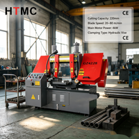 Scie à ruban automatique HTMC GZ4228, moteur contrôlé par PLC, moteur 3kW, vitesse de lame 45m/min, capacité de coupe 280mm, tensionnement manuel