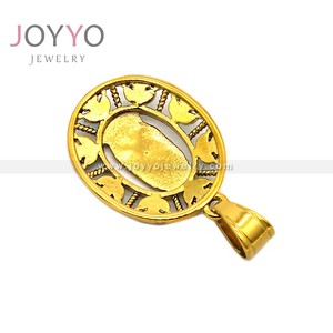 Kalung Liontin Bunda Maria Zamrud Baja Anti Karat Populer 2025 Gaya Retro Berlapis Emas untuk Grosir - Product Image 3