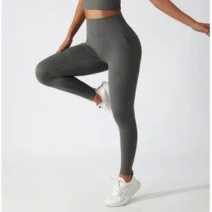 Legging de Yoga taille haute en tissu recyclé, respirant, léger et écologique, avec poche latérale, vente en gros, 2022