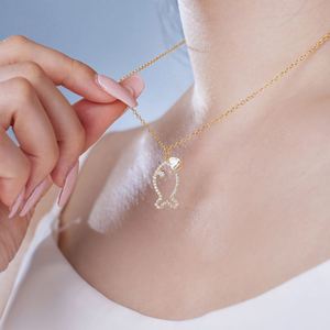 Dylam Dainty Selected S925 Silver Rhodium 18K Gold Plated Link <b>Chain</b> Triangle 5A Zirconia Hollow Fish Pendant Jewelry Necklaces - Product Image 3