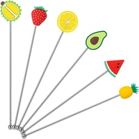 Agitateur à Cocktail réutilisable en forme de fruit en acier inoxydable
