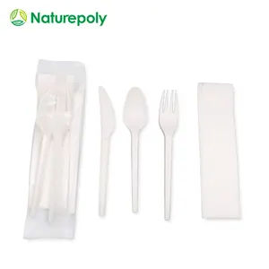 Wholesales Customized Biodegradable CPLA Disposable Dinnerware Fork Knife Spoon and Spork Disposable Cutlery Set Flatware Sets