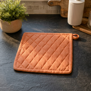 Porte-casserole matelassé en lin de qualité supérieure avec motif diamant et boucle de suspension – Porte-casserole de cuisine résistant à la chaleur pour la cuisson et la pâtisserie - Product Image 3