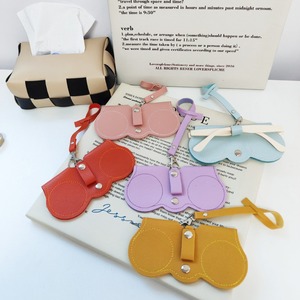 Leather Eyeglasses <b>Clip</b> Case Irregular Shape Portable <b>Mirror</b> Case For Women Spring 2023 Solid Color - Product Image 1
