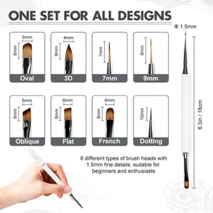 Pinceau à ongles magnétique double embout, pointe fine pour liner et gel de construction, pour nail art acrylique 3D - Product Image 4