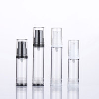Tersedia 5ml 10ml 12ml 15ml Hitam dan untuk Botol Lotion Airless Mini Serum Sampel dengan Pompa Hitam Sablon Sampo