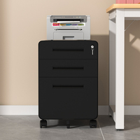 Armoire de classement mobile en acier à 3 tiroirs, armoire de classement de bureau avec serrure, table de chevet pour chambre à coucher, armoire sous le bureau