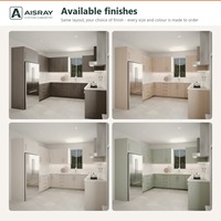 Meuble de cuisine de luxe avec portes en chêne blanc, aménagement en U moderne, dimensions personnalisées, rangement par tiroirs et boîtes de rangement en MDF