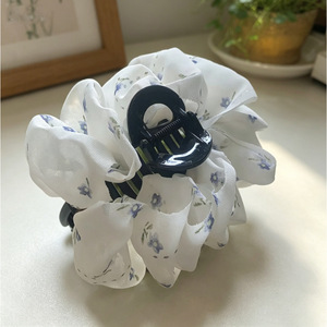 Elegant floral ruffled hair <b>clip</b> for women, perfect for updos, cute shark <b>clips</b>, and hair accessories for thick hair. - Product Image 2