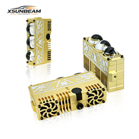 Nouvelle Vente Chaude 2026 : Kit de Modernisation 3 Yeux Or CNC LED pour Grille de Voiture, 100W, Haute Performance, Accessoires Auto, Lentille de Projecteur pour Voiture