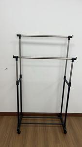Estante de ropa de doble barra de hierro y <span class=keywords><strong>Metal</strong></span> moderno, organizador de ropa colgante portátil para dormitorio, sala de estar para zapatos - Product Image 3