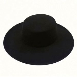 2023 New Eco-Friendly Custom <b>Silk</b> Screen Printed Polyester Flat Top Bowler Fedora Jazz French Wide Brim Women Promotional - Product Image 4