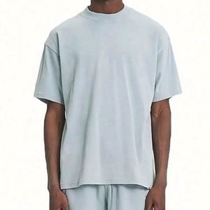 Custom Men's Fashion Oversized Knitted Letter Pattern Heavyweight T-<b>Shirt</b> High Quality 100% Cotton Streetwear - Product Image 3