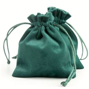 Sacs cadeaux en velours doux avec logo imprimé personnalisé, enveloppe à rabat, petit sac rond pour emballage de bijoux - Product Image 1