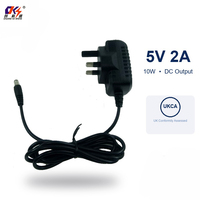 Fuente de Alimentación de Pared con Certificación UKCA, AC 100-240V DC 5V 2A 10W, Enchufe, Material de PC, Adaptador de Corriente para Cámaras CCTV LED de 5 Voltios y 2 Amperios