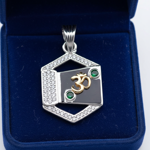 Colgante Om de Plata de Ley 925 para Hombre y Mujer, con Circonita, Collar Espiritual Tradicional - Product Image 3