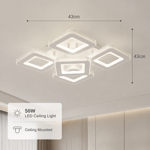 Modern Square Acrylic <b>Led</b> Ceiling <b>Light</b> 50W Remote Dimmable Tri Color <b>For</b> Bedroom Living <b>Room</b> Indoor Home Decoration - Product Image 4