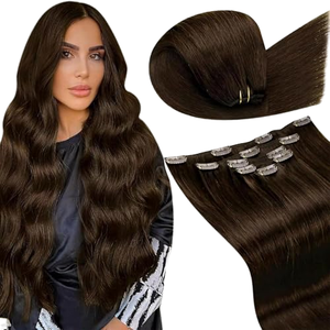 Factory <b>Cheap</b> Clip-in 7 Pcs Luxury Virgin Remy Brazilian <b>Extensions</b> Novices Heat Resistant Dyed Single Drawn - Product Image 1