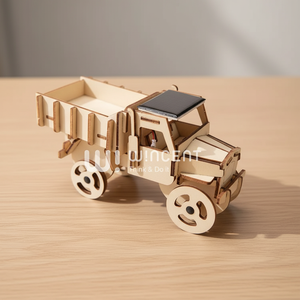 צעצועי מיניאטורי אנרגיה סולארית רכב עץ תחבורה צעצוע משאית דגמי רכבים לילדים - Product Image 2