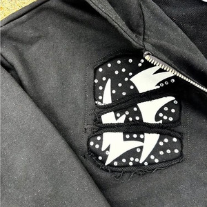 Custom Fashion Rhinestone Printing Zip Up Hoodie And Sweatpants Set <strong>Tracksuit</strong> Men Baggy Sweatpants Jogging Suit - Product Image 4