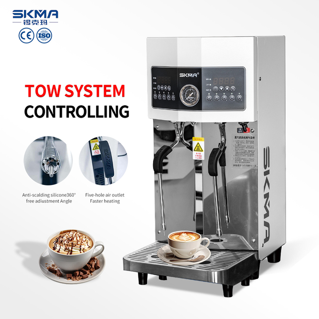 Stainless Steel Constant Temperature Milk Foaming Machine Electric Portable Double Head Foaming Milk Coffee Machines