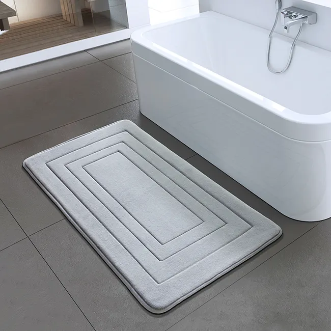 Embossed sponge Bathroom floor mat with square shape kitchen sponge polyester microfiber bath rug memory foam bath mat