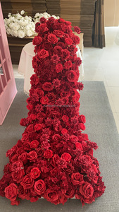 M69 Wholesale Silk Faux White <strong>Red</strong> <strong>Rose</strong> Flower Runners High Quality Wedding Flower Table Runner Artificial Arch Flower Aisle - Product Image 3