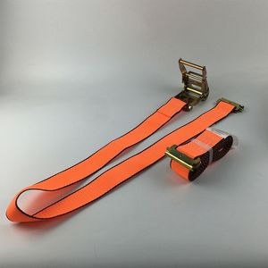 Sangles d'arrimage à cliquet rétractables jaunes en polyester durable de <span class=keywords><strong>2</strong></span> pouces (<span class=keywords><strong>2</strong></span>*12FT) pour camions et remorques, capacité 4400LBS, compatibles avec les rails E-Track - Nouveauté ! - Product Image 1