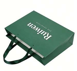 Sacs de courses en papier vert recyclé personnalisés pour vêtements, emballage promotionnel, avec votre propre logo, vente en gros, poignée artisanale personnalisée - Product Image 4