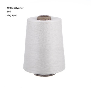 Hot bán 100Polyester 50/1 Vòng Spun nguyên Trắng Sợi cho dệt kim và dệt - Product Image 1