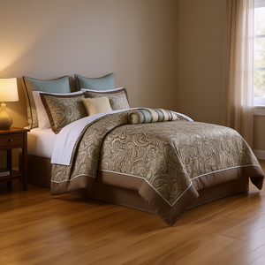 Juego de Edredón de 12 Piezas, Algodón Jacquard con Diseño Paisley, Ropa de Cama para Uso Doméstico, Funda de Edredón para Todas las Temporadas, Sábanas Incluidas - Product Image 2