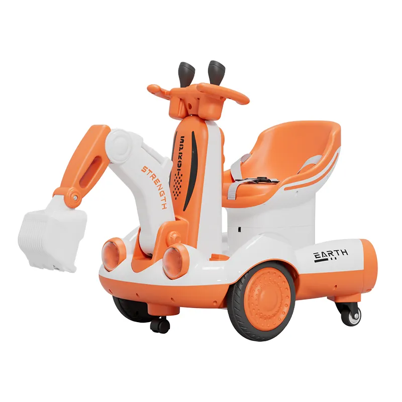 New Children's Ride-On Electric Drift Car Toy with Remote Control Plastic Baby Charging Balance Car Excavator Space-Themed