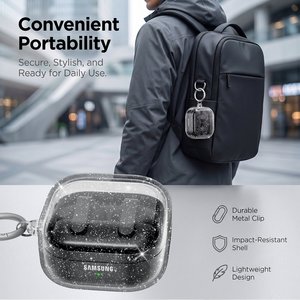 Funda Protectora Transparente con Lentejuelas para Auriculares Inalámbricos <span class=keywords><strong>Samsung</strong></span> Buds 4 Pro, TPU Anti-Caídas para Estuche de Auriculares <span class=keywords><strong>Samsung</strong></span> Buds 4 - Product Image 4