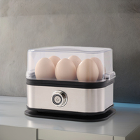 Penanak telur elektrik ABS 6-in-1 otomatis, penanak telur Mini Stainless Steel, pilihan warna-warni untuk penggunaan rumah tangga, pengukus telur