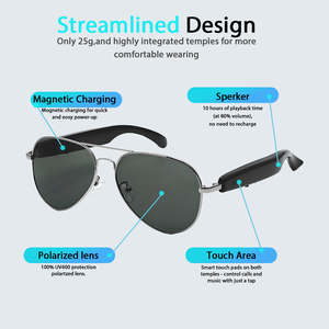 SENBONO F18スマートメガネAI音声アシスタント音楽再生タイプc充電メタルフレームスタイリッシュなスマート翻訳メガネ - Product Image 4