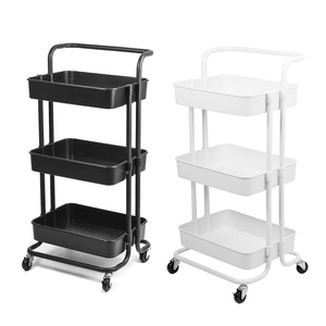 3 Tiers Height Adjustable <strong>Storage</strong> Rack Trolley Sturdy <strong>Slim</strong> Rolling Trolley with Wheels for Kitchen <strong>Storage</strong> - Product Image 6