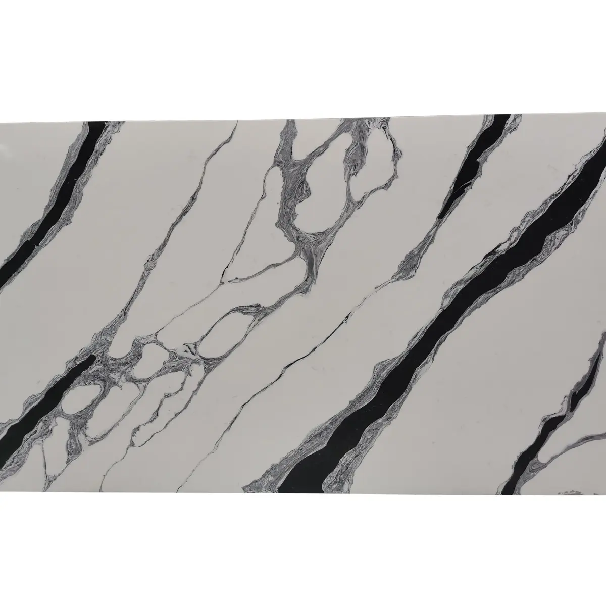 Artificial Panda White Quartz Vanity Countertops Kitchen Stone Slabs with Black Veins