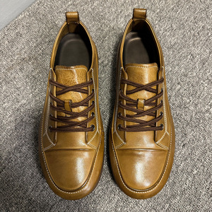 QHCCID Men's Horse Leather Lace-up Casual <b>Shoes</b> Mid-Heel Rubber Sole <b>Height</b> <b>Increasing</b> Comfortable Daily Wear - Product Image 2