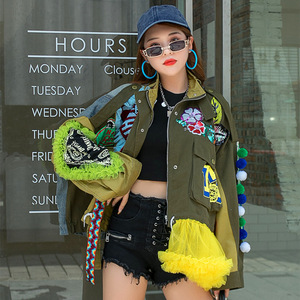 K1560-Fashion broderie femmes veste d'hiver Patchwork Jeans vestes pour femmes Streetwear manteau surdimensionné - Product Image 5