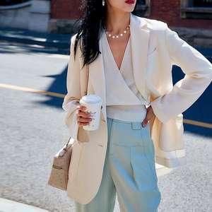 Giacca da <span class=keywords><strong>donna</strong></span> che si adegua al <span class=keywords><strong>Blazer</strong></span> <span class=keywords><strong>con</strong></span> colletto intaccato <span class=keywords><strong>con</strong></span> tasche <span class=keywords><strong>con</strong></span> patta e cravatta in vita giacca <span class=keywords><strong>con</strong></span> <span class=keywords><strong>cintura</strong></span> a bottone singolo - Product Image 4